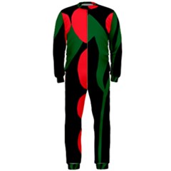 Illustrators Portraits Plants Green Red Polka Dots Onepiece Jumpsuit (men)  by Mariart