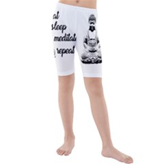 Eat, Sleep, Meditate, Repeat  Kids  Mid Length Swim Shorts by Valentinaart