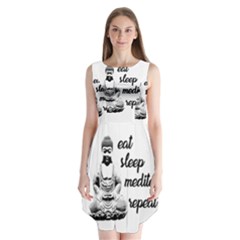 Eat, Sleep, Meditate, Repeat  Sleeveless Chiffon Dress   by Valentinaart