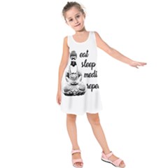 Eat, Sleep, Meditate, Repeat  Kids  Sleeveless Dress by Valentinaart