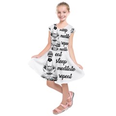 Eat, Sleep, Meditate, Repeat  Kids  Short Sleeve Dress by Valentinaart