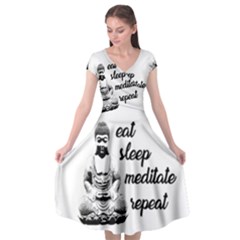 Eat, Sleep, Meditate, Repeat  Cap Sleeve Wrap Front Dress by Valentinaart