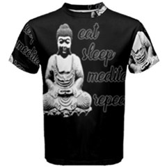 Eat, Sleep, Meditate, Repeat  Men s Cotton Tee by Valentinaart