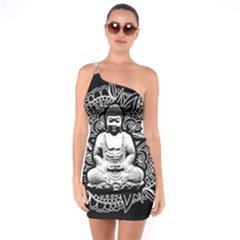 Ornate Buddha One Soulder Bodycon Dress by Valentinaart