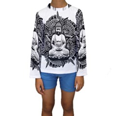 Ornate Buddha Kids  Long Sleeve Swimwear by Valentinaart