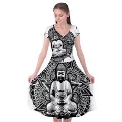 Ornate Buddha Cap Sleeve Wrap Front Dress by Valentinaart