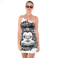 Ornate Buddha One Soulder Bodycon Dress by Valentinaart