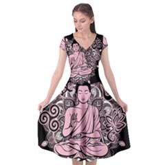 Ornate Buddha Cap Sleeve Wrap Front Dress by Valentinaart