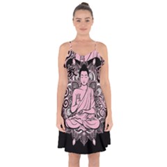 Ornate Buddha Ruffle Detail Chiffon Dress by Valentinaart