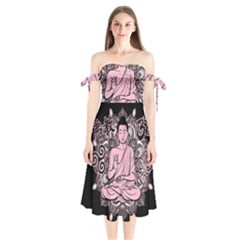 Ornate Buddha Shoulder Tie Bardot Midi Dress by Valentinaart