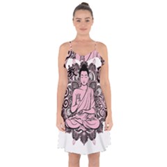 Ornate Buddha Ruffle Detail Chiffon Dress by Valentinaart