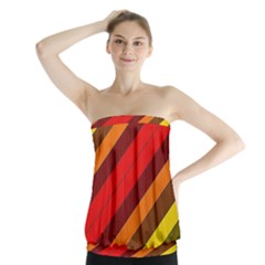 Abstract Bright Stripes Strapless Top by BangZart