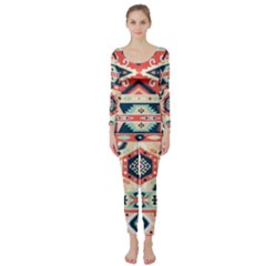 Aztec Pattern Copy Long Sleeve Catsuit by BangZart