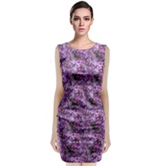 Purple Flowers Sleeveless Velvet Midi Dress by SusanFranzblau