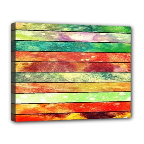 Stripes Color Oil Canvas 14  X 11  by BangZart