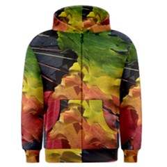 Green Yellow Red Maple Leaf Men s Zipper Hoodie by BangZart