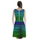 Blue And Green Lines Sleeveless Waist Tie Chiffon Dress View2