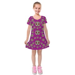 Ladybug In The Forest Of Fantasy Kids  Short Sleeve Velvet Dress by pepitasart