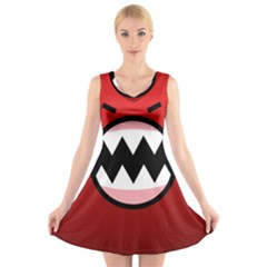 Funny Angry V-neck Sleeveless Skater Dress by BangZart