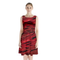 Alien Sine Pattern Sleeveless Waist Tie Chiffon Dress by BangZart