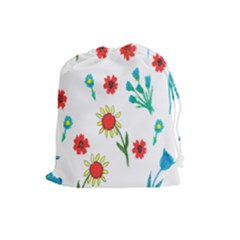 Flowers Fabric Design Drawstring Pouches (large)  by BangZart