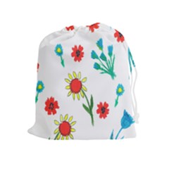 Flowers Fabric Design Drawstring Pouches (extra Large) by BangZart