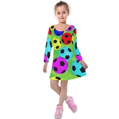 Balls Colors Kids  Long Sleeve Velvet Dress by BangZart