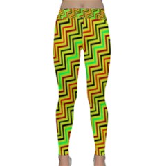 Green Red Brown Zig Zag Background Classic Yoga Leggings by BangZart