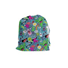 Monster Party Pattern Drawstring Pouches (medium)  by BangZart