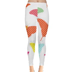 Beautiful Colorful Polka Dot Butterflies Clipart Leggings  by BangZart