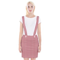 Usa Flag Red Blood Large Gingham Check Braces Suspender Skirt by PodArtist