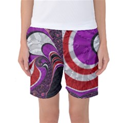 Fractal Art Red Design Pattern Women s Basketball Shorts by BangZart