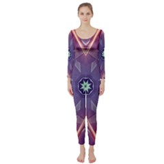 Abstract Glow Kaleidoscopic Light Long Sleeve Catsuit by BangZart