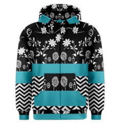 Flowers Turquoise Pattern Floral Men s Zipper Hoodie by BangZart