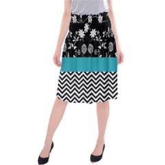 Flowers Turquoise Pattern Floral Midi Beach Skirt by BangZart