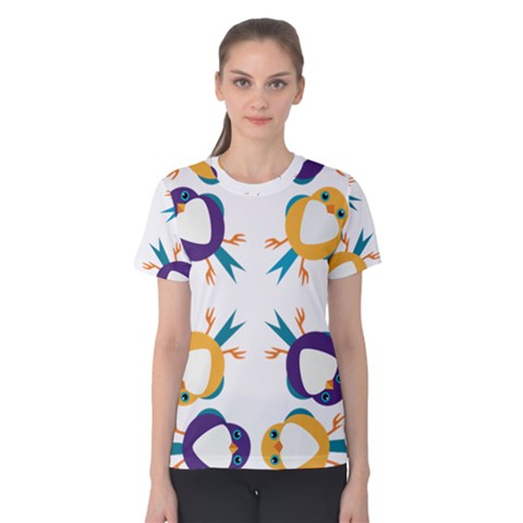 Pattern Circular Birds Women s Cotton Tee by BangZart