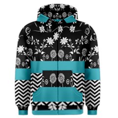 Flowers Turquoise Pattern Floral Men s Zipper Hoodie by BangZart