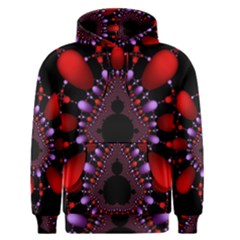 Fractal Red Violet Symmetric Spheres On Black Men s Pullover Hoodie by BangZart