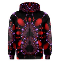 Fractal Red Violet Symmetric Spheres On Black Men s Zipper Hoodie by BangZart