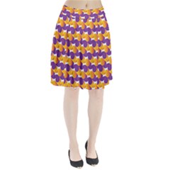 Purple And Yellow Abstract Pattern Pleated Skirt by paulaoliveiradesign