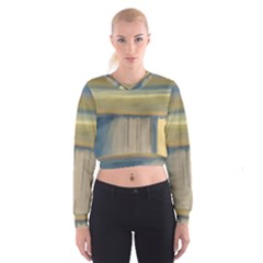 Denim-blue And Buttercream Cropped Sweatshirt by digitaldivadesigns