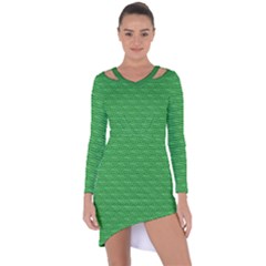 Green Scales Asymmetric Cut-out Shift Dress by Brini