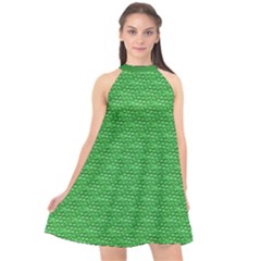 Green Scales Halter Neckline Chiffon Dress  by Brini