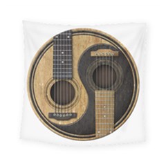 Old And Worn Acoustic Guitars Yin Yang Square Tapestry (small) by JeffBartels