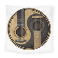 Old And Worn Acoustic Guitars Yin Yang Square Tapestry (large) by JeffBartels