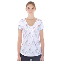 Unicorn Pattern Short Sleeve Front Detail Top by paulaoliveiradesign