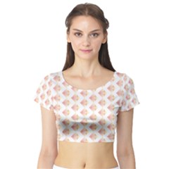 Geometric Losangle Pattern Rosy Short Sleeve Crop Top (tight Fit) by paulaoliveiradesign