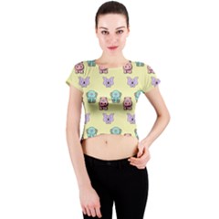 Animals Pastel Children Colorful Crew Neck Crop Top by BangZart