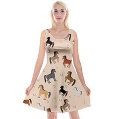 Horses For Courses Pattern Reversible Velvet Sleeveless Dress by BangZart