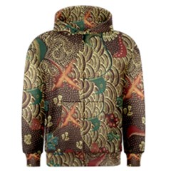 Art Traditional Flower  Batik Pattern Men s Zipper Hoodie by BangZart